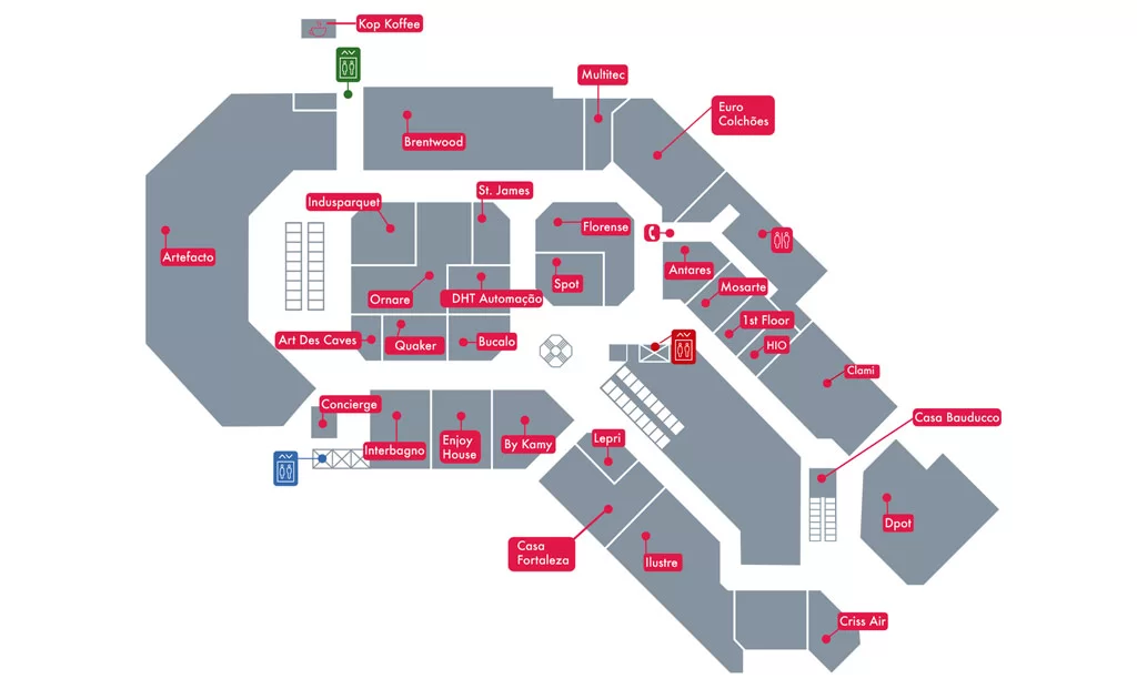 Localização da loja Interbagno no mapa do D&D Shopping